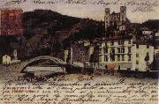 Pierre Renoir View at Dolce Acqua with the Borgho Antico the bridge over the Nervia and the Doria Castle Postcard oil